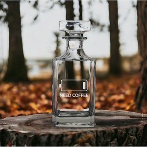 Need Coffee Decanter 26 Oz Bourbon Whisky Glass Battery Customize Premium NEW